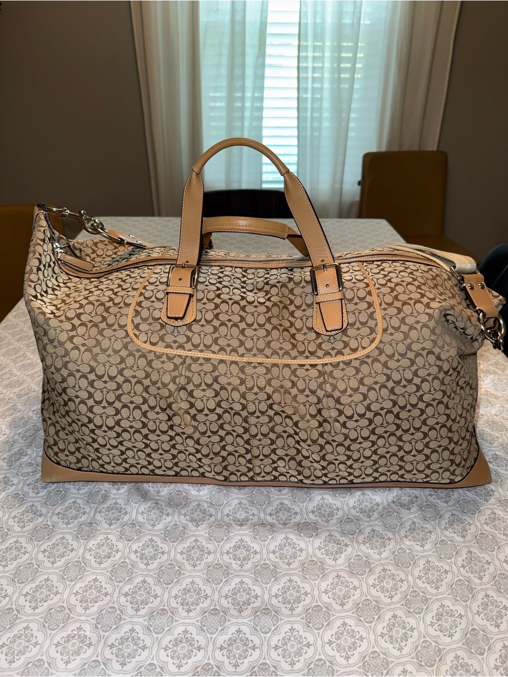 COACH DUFFLE LARGE OVER NIGHT BAG AUTHENTIC SIGNATURE MONOGRAM - Picture 4 of 15